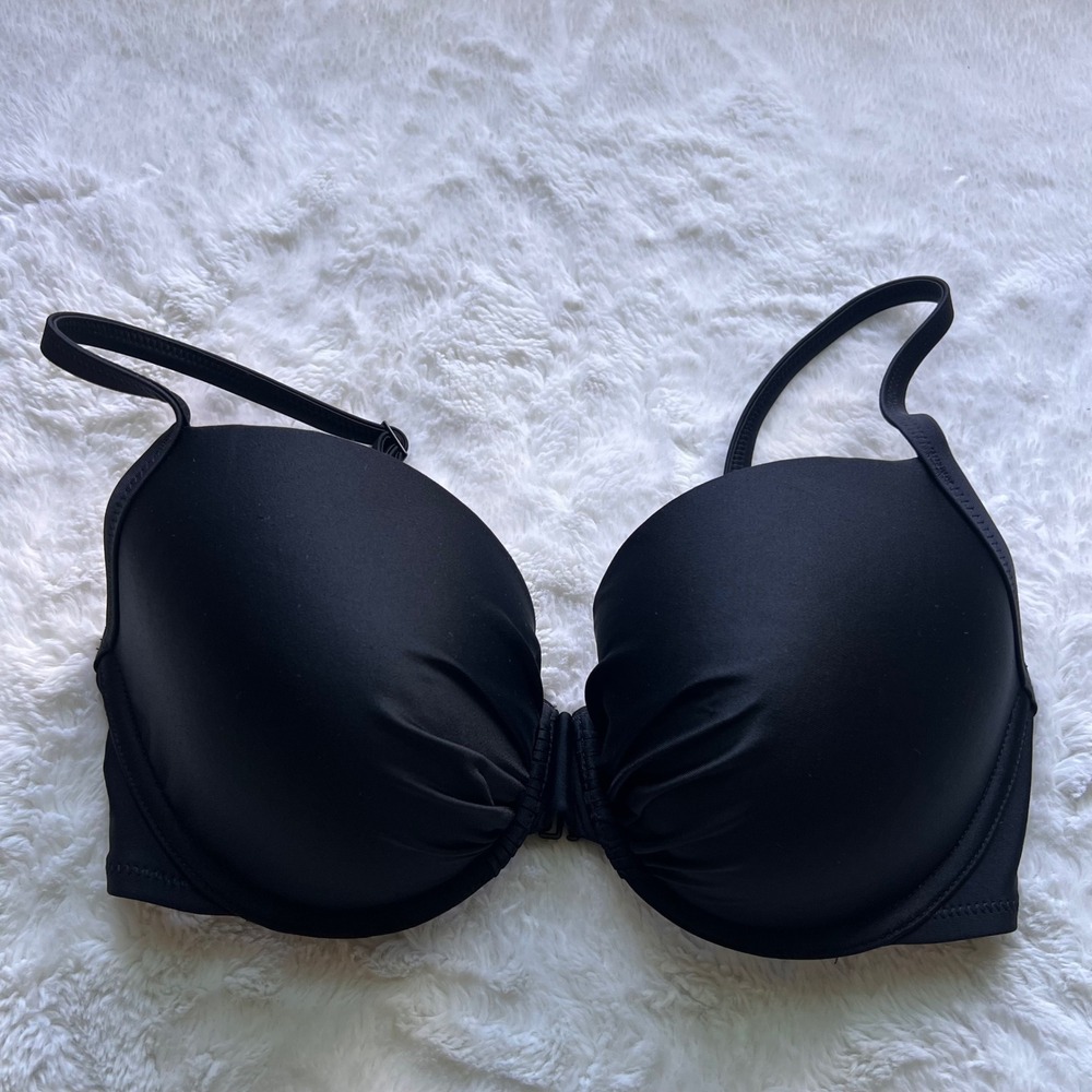 Aerie Black Ruched Underwire Bikini Top 32DDD 561466028 Adjustable Straps NWT